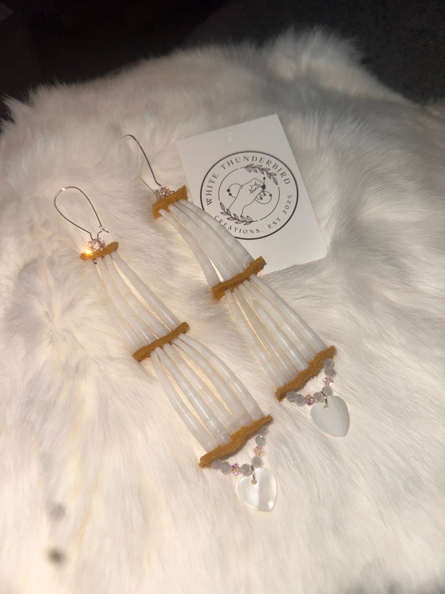 Double Row Dentalium Earrings